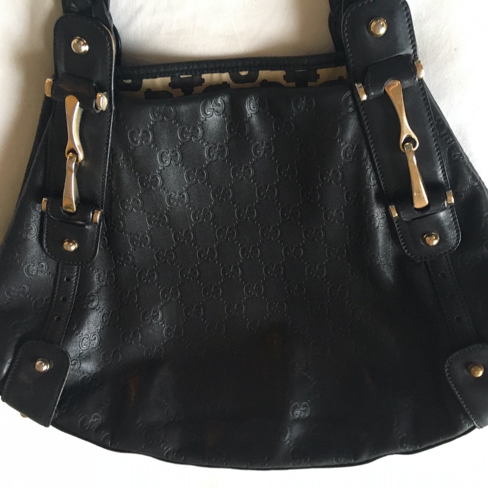 Gucci Black Embossed Leather Tote - Picture 4 of 11
